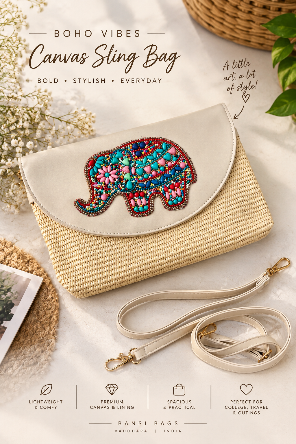 Boho Beaded Sling Bag